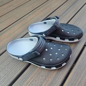 CROCS Classic Turbo Clog black and gray size women's 9 mens 7 adj strap sporty